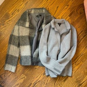Talbots women’s size S grey herringbone merino wool button up sweater jacket